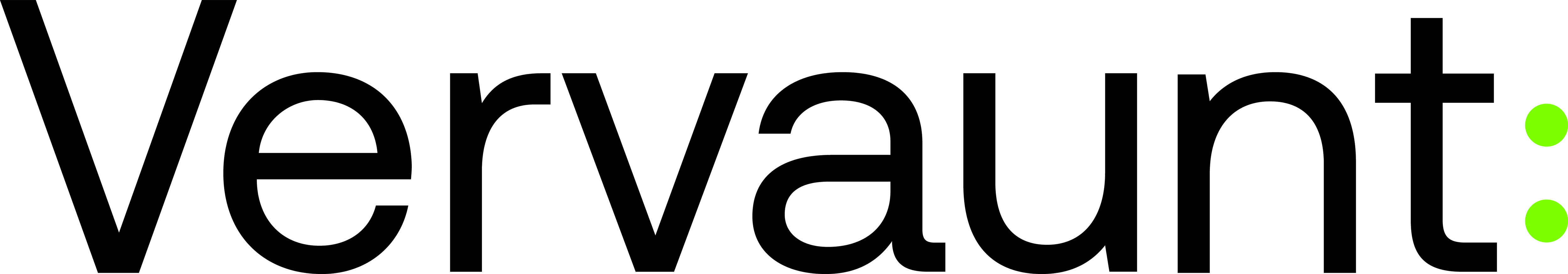Vervaunt logo (black with green colon)